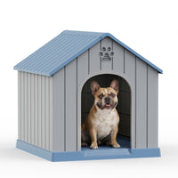 MINDYES Outdoor Dog House Medium Small Pet Doghouse, Waterproof Resin Dog Shelter, Blue MINDYES Outdoor Dog House Medium Small Pet Doghouse, Waterproof Resin Dog Shelter, Blue