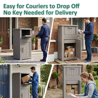 MINDYES Package Delivery Box with Lockable Secure, Outdoor Box for Porches Patios Curbside, Beige MINDYES Package Delivery Box with Lockable Secure, Outdoor Box for Porches Patios Curbside, Beige