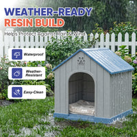 MINDYES Outdoor Dog House Medium Small Pet Doghouse, Waterproof Resin Dog Shelter, Blue MINDYES Outdoor Dog House Medium Small Pet Doghouse, Waterproof Resin Dog Shelter, Blue