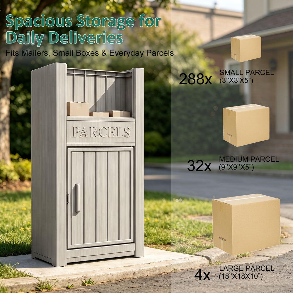 MINDYES Package Delivery Box with Lockable Secure, Outdoor Box for Porches Patios Curbside, Beige MINDYES Package Delivery Box with Lockable Secure, Outdoor Box for Porches Patios Curbside, Beige