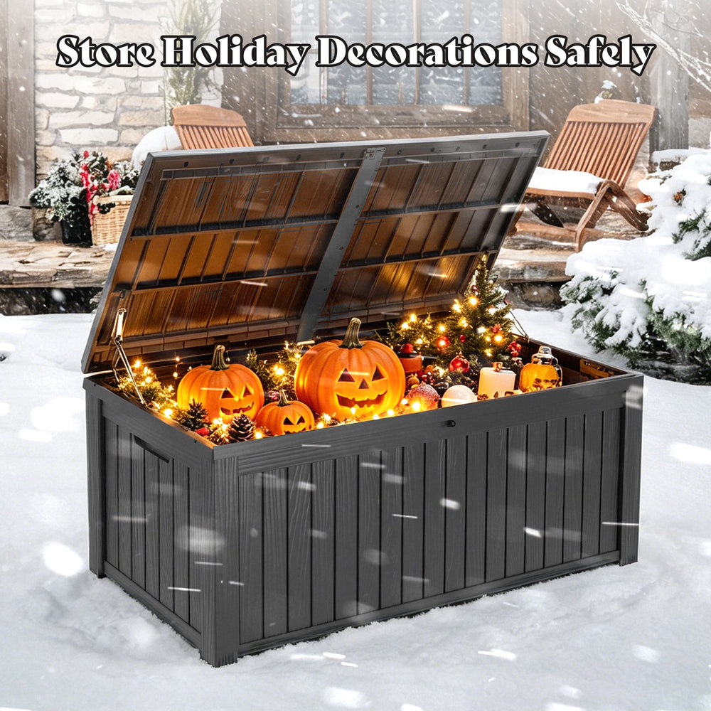 MINDYES 180 Gallon Deck Box, Jumbo Outdoor Storage for Patio Furniture Cushions, Pool Equipment, Outdoor Tools & More, Black MINDYES 180 Gallon Deck Box, Jumbo Outdoor Storage for Patio Furniture Cushions, Pool Equipment, Outdoor Tools & More, Black