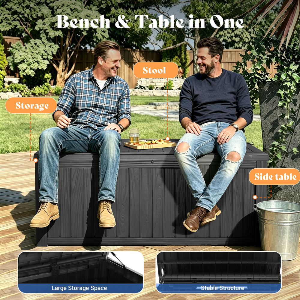 MINDYES 180 Gallon Deck Box, Jumbo Outdoor Storage for Patio Furniture Cushions, Pool Equipment, Outdoor Tools & More, Black MINDYES 180 Gallon Deck Box, Jumbo Outdoor Storage for Patio Furniture Cushions, Pool Equipment, Outdoor Tools & More, Black
