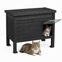 MINDYES Outdoor Cat House with Stent & Weatherproof Roof for Feral Cats & Kittens, Black MINDYES Outdoor Cat House with Stent & Weatherproof Roof for Feral Cats & Kittens, Black