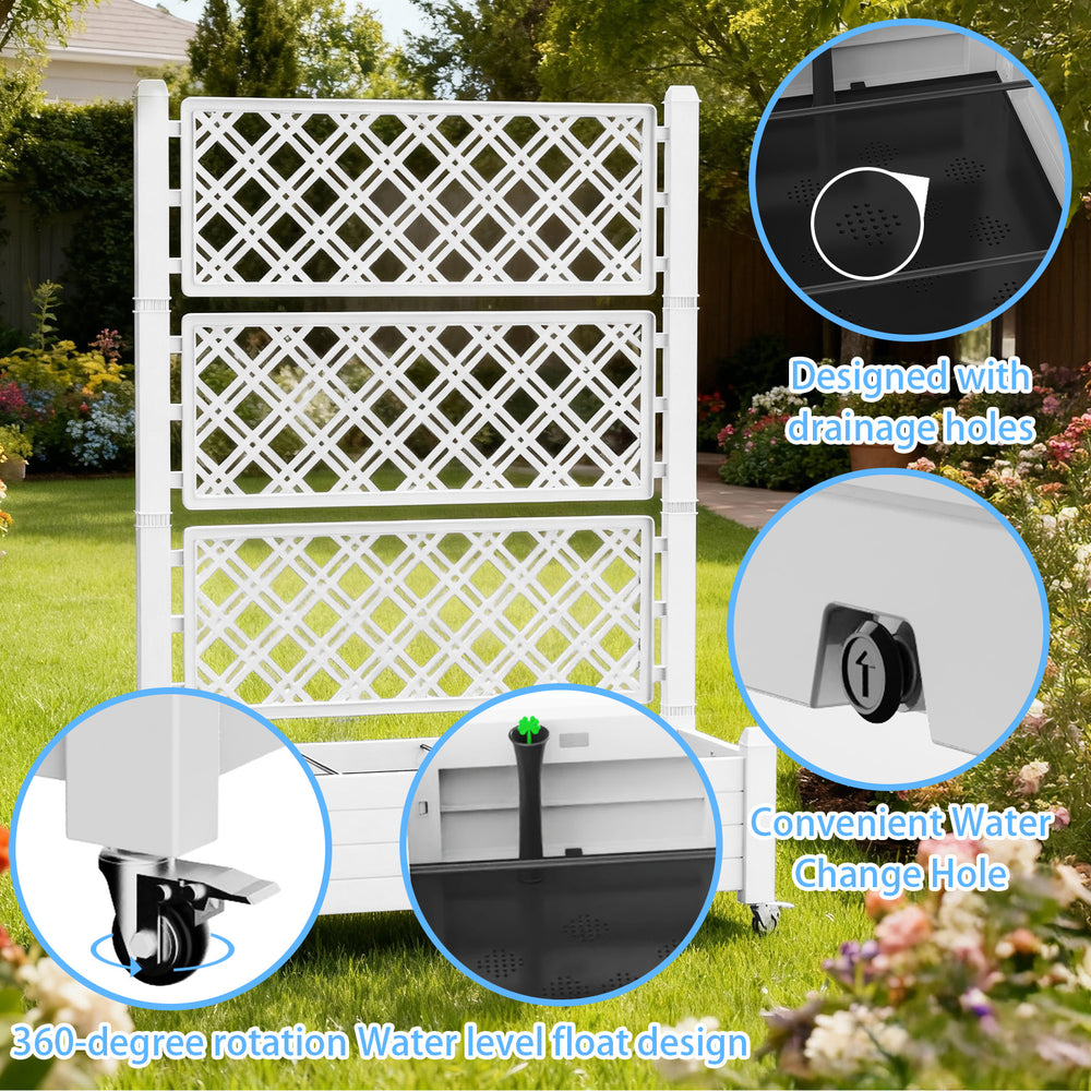 MINDYES Outdoor Raised Beds, Large Resin Patio Planter Box Stand With Trellis Divisible with Drain Plug,Water Monitor for Plants Vegetables Flowers Fruits MINDYES Outdoor Raised Beds, Large Resin Patio Planter Box Stand With Trellis Divisible with Drain Plug,Water Monitor for Plants Vegetables Flowers Fruits