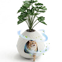 MINDYES Plant Hidden Cat Litter Box with Pebbles and Artificial Greenery, Home Decor Cat Boxs for All Cats, White MINDYES Plant Hidden Cat Litter Box with Pebbles and Artificial Greenery, Home Decor Cat Boxs for All Cats, White
