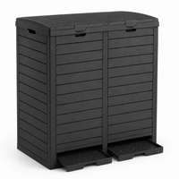 MINDYES 62 Gallon Outdoor Trash Can with Lid, Hideaway Garbage Can for Patio Porch & Backyard, Black MINDYES 62 Gallon Outdoor Trash Can with Lid, Hideaway Garbage Can for Patio Porch & Backyard, Black