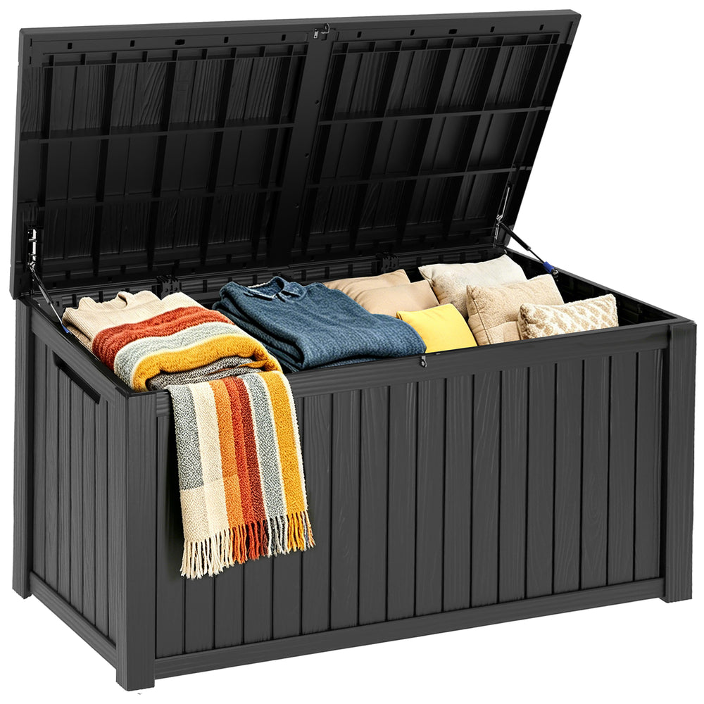 MINDYES 210 Gallon Deck Box, Mega Outdoor Storage Cabinet for Patio Furniture Cushions, Pool Equipment & Holiday Decor, Black MINDYES 210 Gallon Deck Box, Mega Outdoor Storage Cabinet for Patio Furniture Cushions, Pool Equipment & Holiday Decor, Black