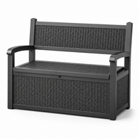 MINDYES 82 Gallon Outdoor Wicker Storage Bench, Deck Box and Organization Storage Combi for Backyard Garden, Black MINDYES 82 Gallon Outdoor Wicker Storage Bench, Deck Box and Organization Storage Combi for Backyard Garden, Black