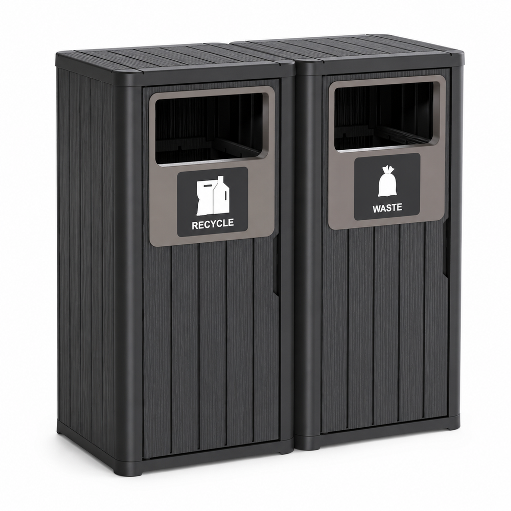 MINDYES 66 Gallon Large Outdoor Trash Bin, Waterproof Resin Garbage Can with Garbage Labels for Garden Backyard, Black MINDYES 66 Gallon Large Outdoor Trash Bin, Waterproof Resin Garbage Can with Garbage Labels for Garden Backyard, Black