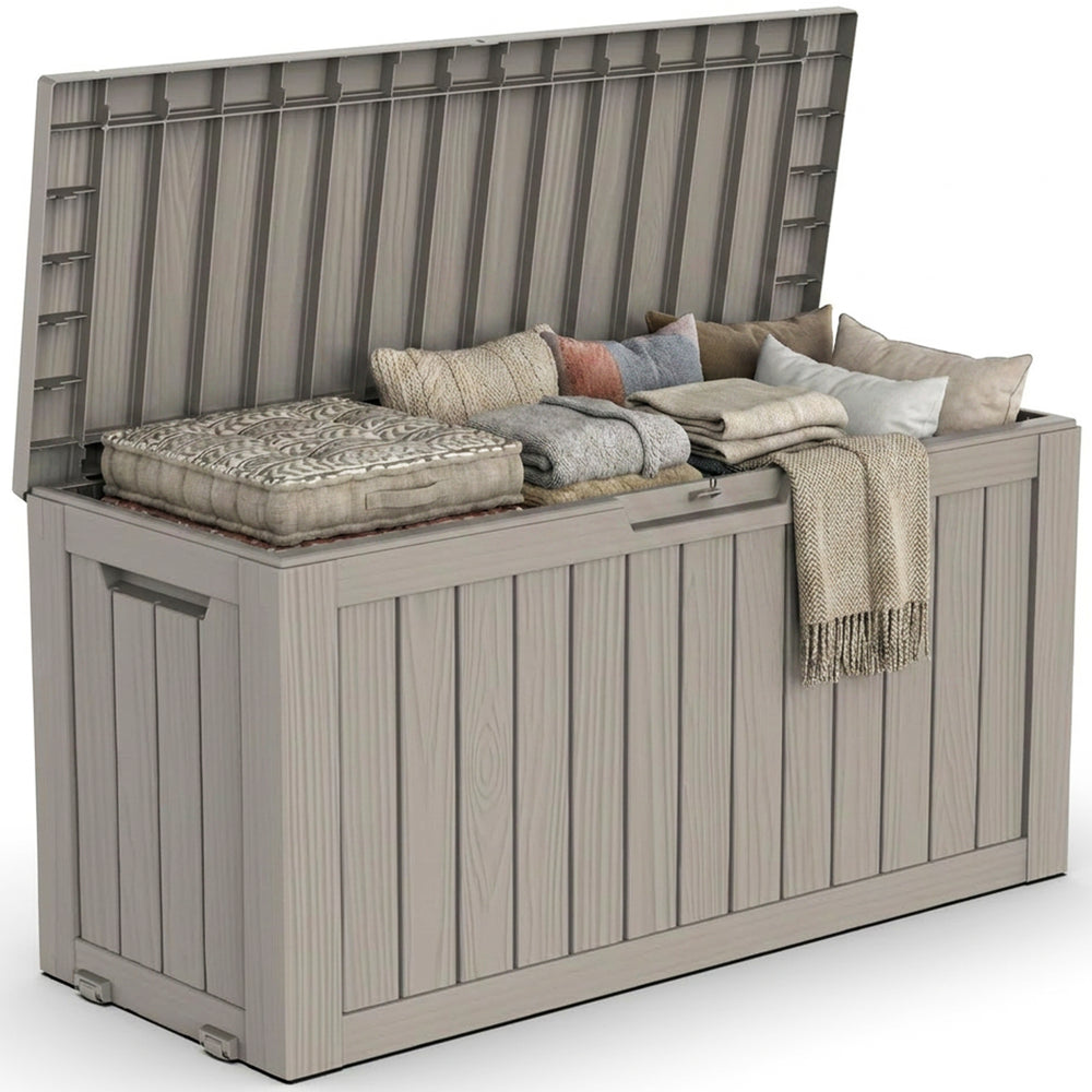 MINDYES 80 Gallon Deck Box, Storage Box for Home Tools, Outdoor Patio Cushions, Holiday Decor, Beige MINDYES 80 Gallon Deck Box, Storage Box for Home Tools, Outdoor Patio Cushions, Holiday Decor, Beige