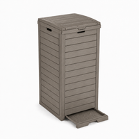 MINDYES Outdoor Trash Bin with Lid & Drip Tray, Hideaway Garbage Can, Light Brown MINDYES Outdoor Trash Bin with Lid & Drip Tray, Hideaway Garbage Can, Light Brown