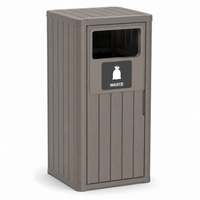 MINDYES Outdoor Trash Can with Garbage Labels, 33 Gallon Waste Container for Porch Backyard, Light Brown MINDYES Outdoor Trash Can with Garbage Labels, 33 Gallon Waste Container for Porch Backyard, Light Brown