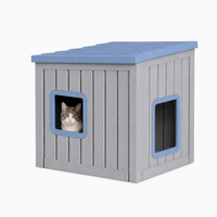 MINDYES Cat House, Outdoor Pet Shelter with Weatherproof Roof Removable Lids & Ventilation window, Blue MINDYES Cat House, Outdoor Pet Shelter with Weatherproof Roof Removable Lids & Ventilation window, Blue