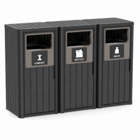MINDYES 3-IN-1 Large Outdoor Trash Bin, 99 Gallon Waterproof Garbage Can with Garbage Labels for Roadside Bus Stop & Park, Black MINDYES 3-IN-1 Large Outdoor Trash Bin, 99 Gallon Waterproof Garbage Can with Garbage Labels for Roadside Bus Stop & Park, Black