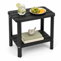 MINDYES Outdoor Side Table, Waterproof 2-Tier Patio End Tables Small Outdoor Table for Garden Patio Porch Backyard & Pool MINDYES Outdoor Side Table, Waterproof 2-Tier Patio End Tables Small Outdoor Table for Garden Patio Porch Backyard & Pool