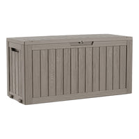 MINDYES 90 Gallon Outdoor Deck Box, Patio Storage Box with Gas Strut for Cushions, Holiday Decor & Garden Tools, Beige MINDYES 90 Gallon Outdoor Deck Box, Patio Storage Box with Gas Strut for Cushions, Holiday Decor & Garden Tools, Beige