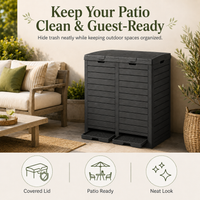 MINDYES 62 Gallon Outdoor Trash Can with Lid, Hideaway Garbage Can for Patio Porch & Backyard, Black MINDYES 62 Gallon Outdoor Trash Can with Lid, Hideaway Garbage Can for Patio Porch & Backyard, Black