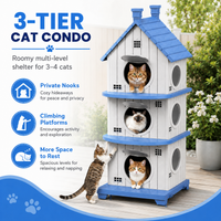 MINDYES Outdoor Three-Tier Cat Bed, Weatherproof Cat House Pet Shelter for Garden & Patio, Blue MINDYES Outdoor Three-Tier Cat Bed, Weatherproof Cat House Pet Shelter for Garden & Patio, Blue