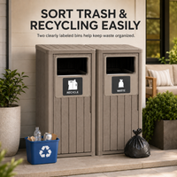 MINDYES Outdoor Trash Can with Garbage Labels, 66 Gallon Large Waterproof Garbage Can for Porch Patio, Light Brown MINDYES Outdoor Trash Can with Garbage Labels, 66 Gallon Large Waterproof Garbage Can for Porch Patio, Light Brown