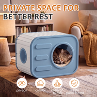 MINDYES Outdoor Cat House, Weatherproof Pet Shelter for Cats Kittens & Puppies, Blue MINDYES Outdoor Cat House, Weatherproof Pet Shelter for Cats Kittens & Puppies, Blue