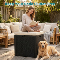 MINDYES 35 Gallon Wicker Deck Box, Outdoor Storage for Patio Cushions, Pool Toys & Garden Tools, Weatherproof Resin, UV-Resistant, Black MINDYES 35 Gallon Wicker Deck Box, Outdoor Storage for Patio Cushions, Pool Toys & Garden Tools, Weatherproof Resin, UV-Resistant, Black