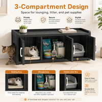 MINDYES 3-Cabin Hidden Cat Litter Box Enclosure Furniture for Bedroom Hallway, Black MINDYES 3-Cabin Hidden Cat Litter Box Enclosure Furniture for Bedroom Hallway, Black