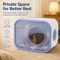 MINDYES Indoor Cat Bed with Cushion, Camera-Shaped Cat House for Cats Kittens & Puppies, Blue MINDYES Indoor Cat Bed with Cushion, Camera-Shaped Cat House for Cats Kittens & Puppies, Blue