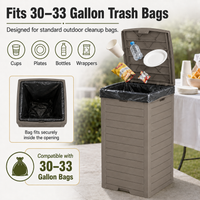 MINDYES Outdoor Trash Bin with Lid & Drip Tray, Hideaway Garbage Can, Light Brown MINDYES Outdoor Trash Bin with Lid & Drip Tray, Hideaway Garbage Can, Light Brown