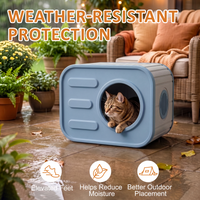 MINDYES Outdoor Cat House, Weatherproof Pet Shelter for Cats Kittens & Puppies, Blue MINDYES Outdoor Cat House, Weatherproof Pet Shelter for Cats Kittens & Puppies, Blue