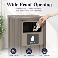 MINDYES Outdoor Trash Can with Garbage Labels, 33 Gallon Waste Container for Porch Backyard, Light Brown MINDYES Outdoor Trash Can with Garbage Labels, 33 Gallon Waste Container for Porch Backyard, Light Brown