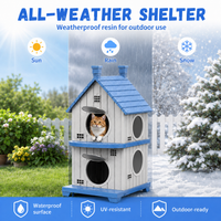 MINDYES Double-Layer Outdoor Cat House with Ventilation Windows, Weatherproof Pet Shelter for Garden & Patio, Blue MINDYES Double-Layer Outdoor Cat House with Ventilation Windows, Weatherproof Pet Shelter for Garden & Patio, Blue