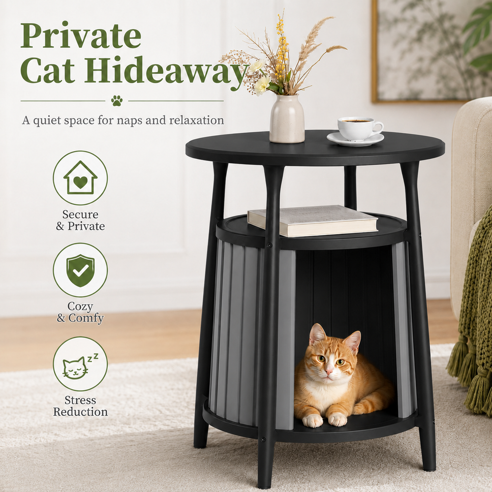 MINDYES Multifunctional Furniture Cat Bed for Coffee Table, Stool, or Cat House, Home Decor for Living Room, Black MINDYES Multifunctional Furniture Cat Bed for Coffee Table, Stool, or Cat House, Home Decor for Living Room, Black