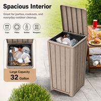 MINDYES Outdoor Trash Can with Lid, 32 Gallon Garbage Bin for Backyard & Garden, Light Brown MINDYES Outdoor Trash Can with Lid, 32 Gallon Garbage Bin for Backyard & Garden, Light Brown