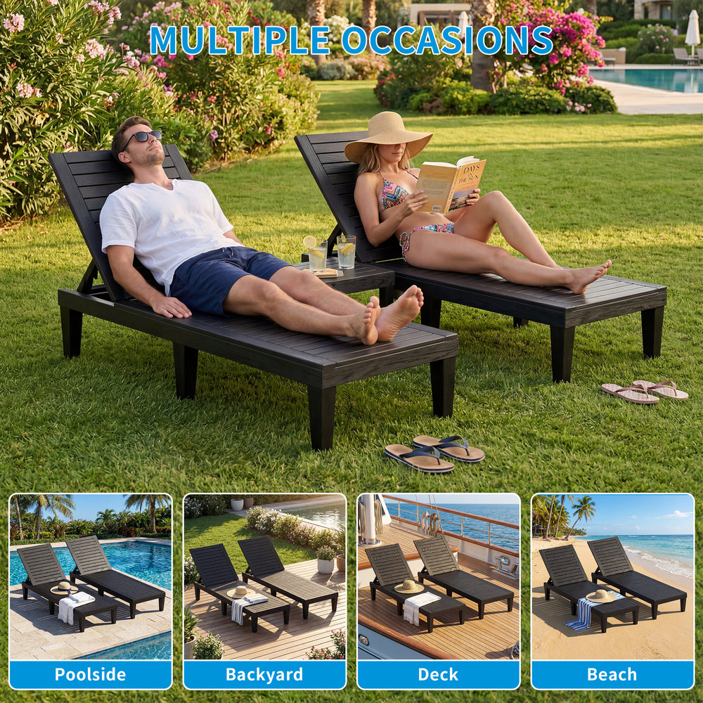 MINDYES Patio Chaise Lounge Chair Set of 2, 5-Positions Adjustable Outdoor Lounge Chair, Beige MINDYES Patio Chaise Lounge Chair Set of 2, 5-Positions Adjustable Outdoor Lounge Chair, Beige
