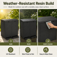 MINDYES 62 Gallon Outdoor Trash Can with Lid, Hideaway Garbage Can for Patio Porch & Backyard, Black MINDYES 62 Gallon Outdoor Trash Can with Lid, Hideaway Garbage Can for Patio Porch & Backyard, Black