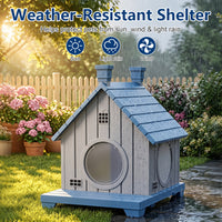 MINDYES Outdoor Cat House Weatherproof Pet Shelter for Cats Kittens & Puppies, Blue MINDYES Outdoor Cat House Weatherproof Pet Shelter for Cats Kittens & Puppies, Blue