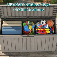 MINDYES 80 Gallon Deck Box, Storage Box for Home Tools, Outdoor Patio Cushions, Holiday Decor, Beige MINDYES 80 Gallon Deck Box, Storage Box for Home Tools, Outdoor Patio Cushions, Holiday Decor, Beige