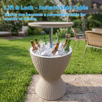 MINDYES Patio Garden Ice Bucket, Cool Bar Table Hot Tub Side Table with 8 Gallon Beer and Wine Cooler, Beige MINDYES Patio Garden Ice Bucket, Cool Bar Table Hot Tub Side Table with 8 Gallon Beer and Wine Cooler, Beige