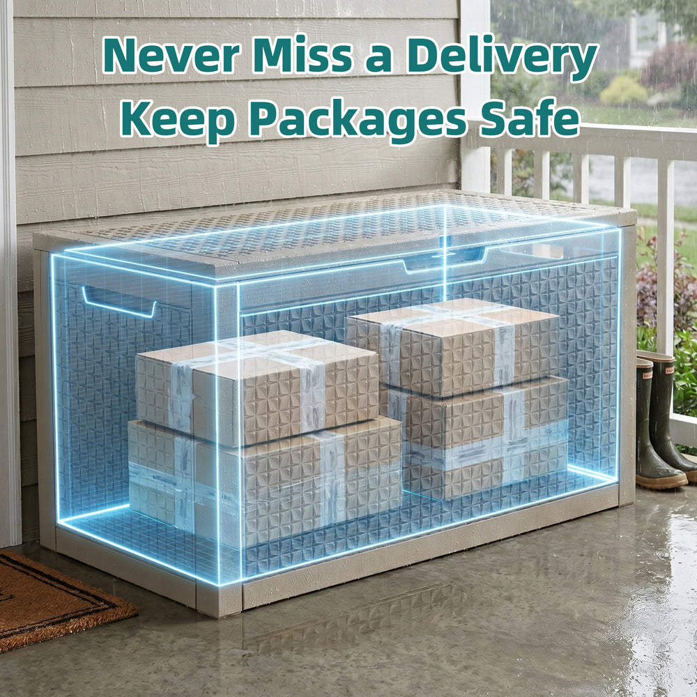 MINDYES 120 Gallon Resin Deck Box, Diamond Outdoor Storage Box for Patio Cushions, Pool Floats & Garden Tools, Beige MINDYES 120 Gallon Resin Deck Box, Diamond Outdoor Storage Box for Patio Cushions, Pool Floats & Garden Tools, Beige