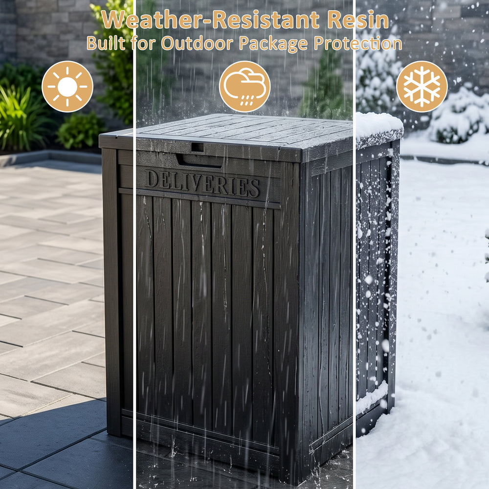 MINDYES 55 Gallon Package Delivery Box, Outdoor Resin Mailbox for Packages Storage With Lockable, Drop Boxes for Patio Front Entryway, Black MINDYES 55 Gallon Package Delivery Box, Outdoor Resin Mailbox for Packages Storage With Lockable, Drop Boxes for Patio Front Entryway, Black