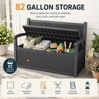 MINDYES 82 Gallon Outdoor Wicker Storage Bench, Deck Box and Organization Storage Combi for Backyard Garden, Black MINDYES 82 Gallon Outdoor Wicker Storage Bench, Deck Box and Organization Storage Combi for Backyard Garden, Black