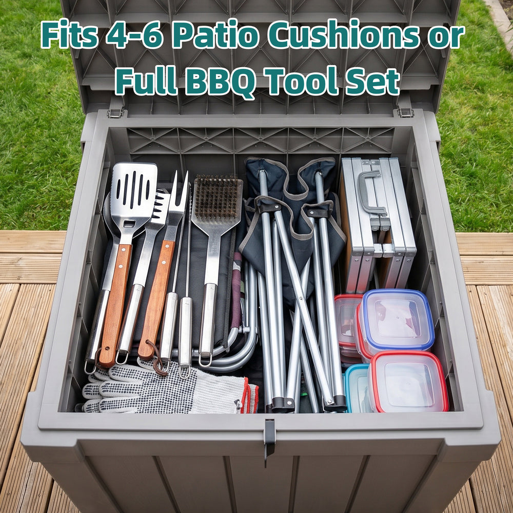 MINDYES 60 Gallon Outdoor Deck Box, Storage Box for Patio Cushions, Pool Floats & Garden Tools for Backyard, Beige MINDYES 60 Gallon Outdoor Deck Box, Storage Box for Patio Cushions, Pool Floats & Garden Tools for Backyard, Beige