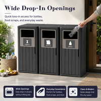 MINDYES 3-IN-1 Large Outdoor Trash Bin, 99 Gallon Waterproof Garbage Can with Garbage Labels for Roadside Bus Stop & Park, Black MINDYES 3-IN-1 Large Outdoor Trash Bin, 99 Gallon Waterproof Garbage Can with Garbage Labels for Roadside Bus Stop & Park, Black