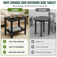 MINDYES Outdoor Side Table 2 Set, Adirondack 2-Tier Small End Table for Pool Patio Garden Backyard MINDYES Outdoor Side Table 2 Set, Adirondack 2-Tier Small End Table for Pool Patio Garden Backyard