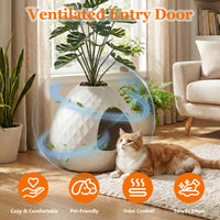 MINDYES Plant Hidden Cat Litter Box with Pebbles and Artificial Greenery, Home Decor Cat Boxs for All Cats, White MINDYES Plant Hidden Cat Litter Box with Pebbles and Artificial Greenery, Home Decor Cat Boxs for All Cats, White