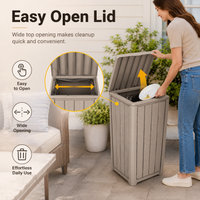 MINDYES Outdoor Trash Can with Lid, 32 Gallon Garbage Bin for Backyard & Garden, Light Brown MINDYES Outdoor Trash Can with Lid, 32 Gallon Garbage Bin for Backyard & Garden, Light Brown