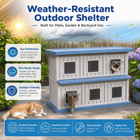 MINDYES Double-Layer Cat Bed, Indoor Outdoor Cat House Pet Shelter with Weatherproof Roof & Thickened Eaves for 6-12 Cats, Blue MINDYES Double-Layer Cat Bed, Indoor Outdoor Cat House Pet Shelter with Weatherproof Roof & Thickened Eaves for 6-12 Cats, Blue