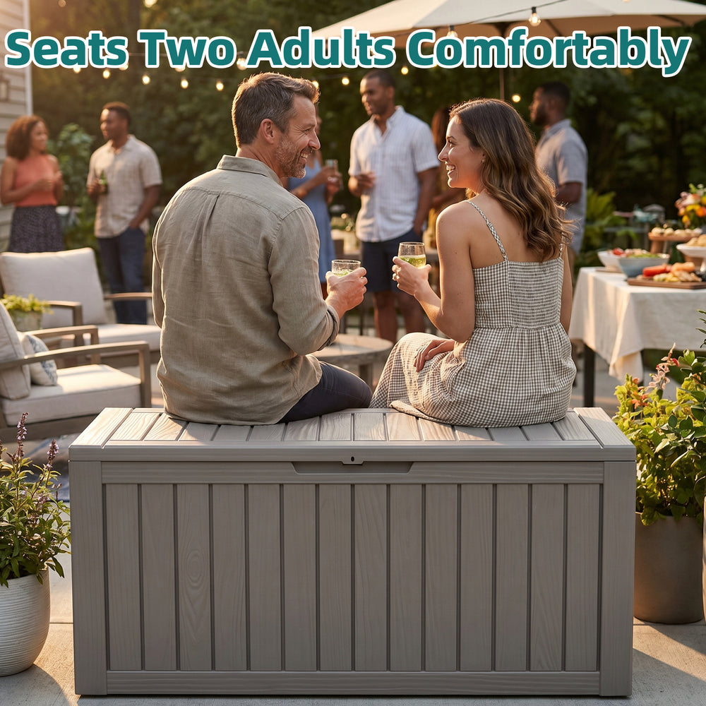 MINDYES 90 Gallon Deck Box, Home Decor Storage for Party Supplies, Outdoor Storage Box for Patio Furniture Cushions & Pool Floats, Beige MINDYES 90 Gallon Deck Box, Home Decor Storage for Party Supplies, Outdoor Storage Box for Patio Furniture Cushions & Pool Floats, Beige