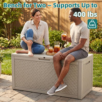 MINDYES 120 Gallon Resin Deck Box, Diamond Outdoor Storage Box for Patio Cushions, Pool Floats & Garden Tools, Beige MINDYES 120 Gallon Resin Deck Box, Diamond Outdoor Storage Box for Patio Cushions, Pool Floats & Garden Tools, Beige