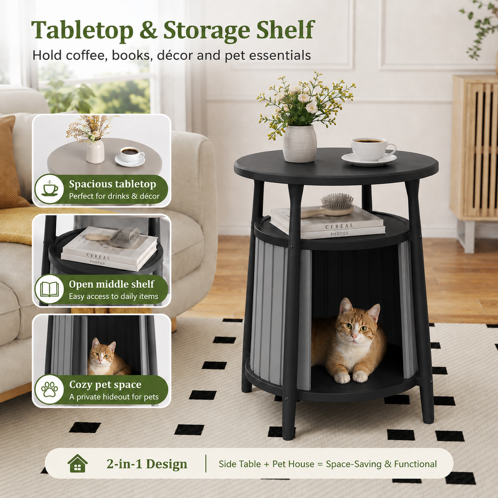 MINDYES Multifunctional Furniture Cat Bed for Coffee Table, Stool, or Cat House, Home Decor for Living Room, Black MINDYES Multifunctional Furniture Cat Bed for Coffee Table, Stool, or Cat House, Home Decor for Living Room, Black